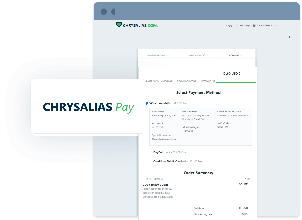 Chrysalias Pay: Secure payments in one line of code.